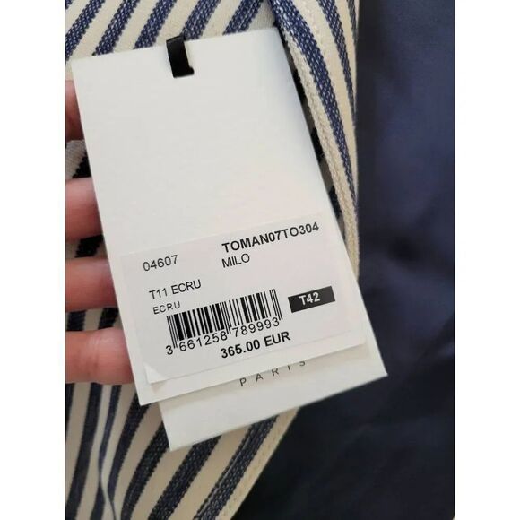 Tara Jarmon Milo Striped Cotton Jacket NWT 42 - Picture 11 of 11